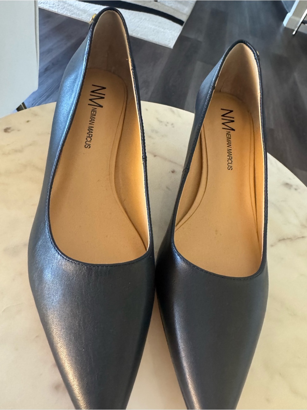 Neiman Marcus Black Pointed-Toe Heels